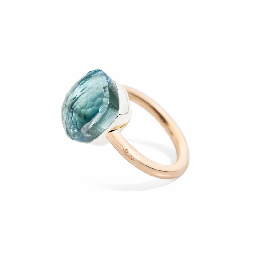 Pomellato Nudo large size ring, rose gold, white gold and topaz