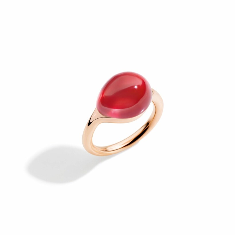 Bague Pomellato Rouge Passion en or rose et saphir orange synthétique