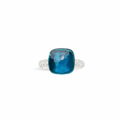 Bague Pomellato Nudo Maxi en or rose, or blanc, diamants et topaze Blue London