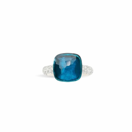 Pomellato Nudo Maxi ring, rose gold, white gold, diamonds and Blue London topaz