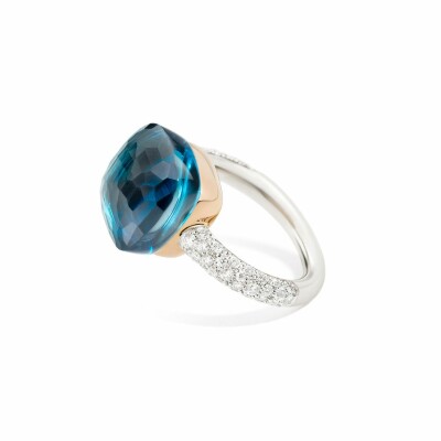 Bague Pomellato Nudo Maxi en or rose, or blanc, diamants et topaze Blue London