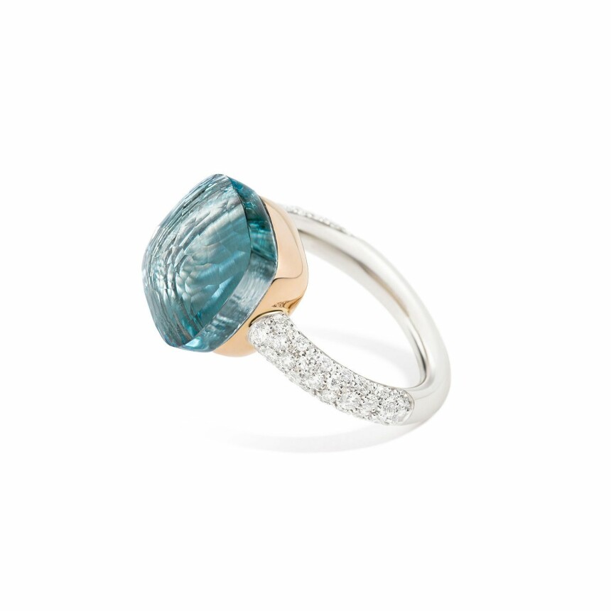 Pomellato Nudo ring, rose gold, white gold, diamonds and topaz