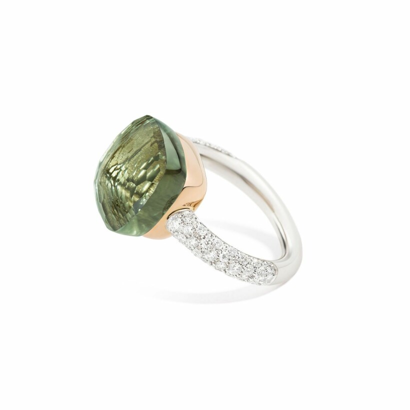 Pomellato Nudo Maxi ring, rose gold, white gold, diamonds and prasiolite