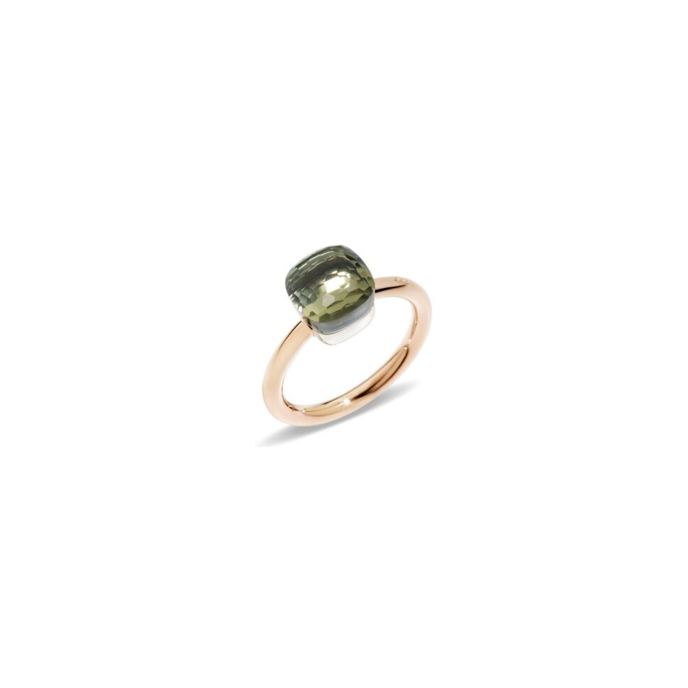 Pomellato Nudo small size ring, rose gold, white gold and prasiolite