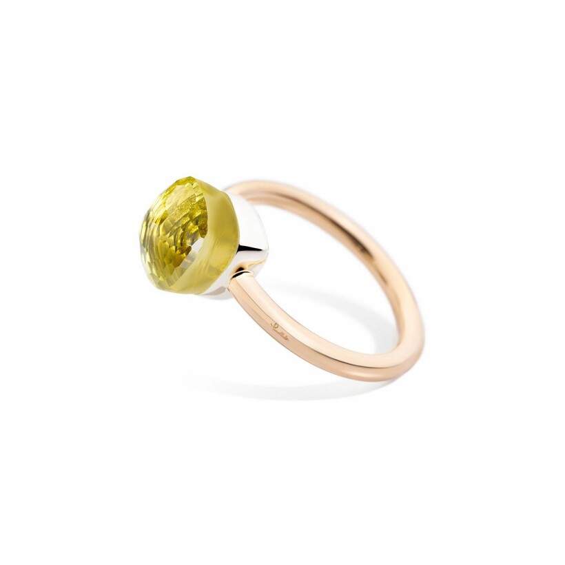 Pomellato Nudo small size ring, rose gold, white gold and quartz