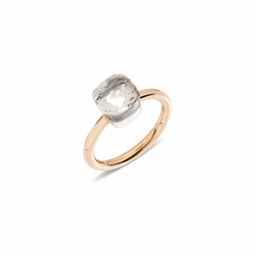 Pomellato Nudo small size ring, rose gold, white gold and white topaz