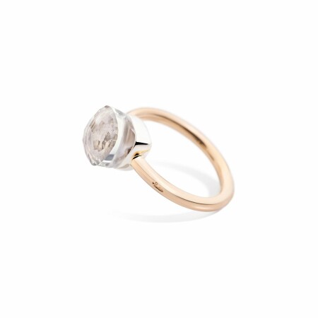 Pomellato Nudo Petit ring, rose gold, white gold and white topaz