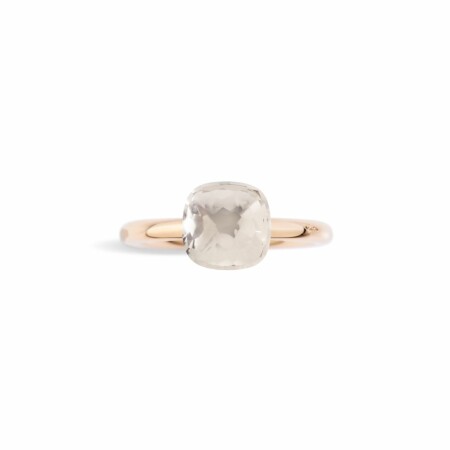 Pomellato Nudo Petit ring, rose gold, white gold and white topaz