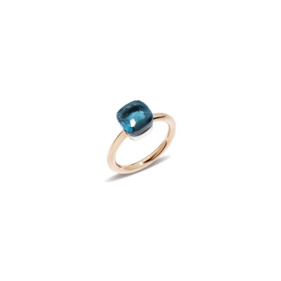 Bague Pomellato Nudo Petit en or rose, or blanc et topaze Blue London