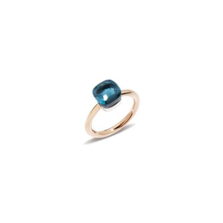 Pomellato Nudo Petit ring, rose gold, white gold and Blue London topaz