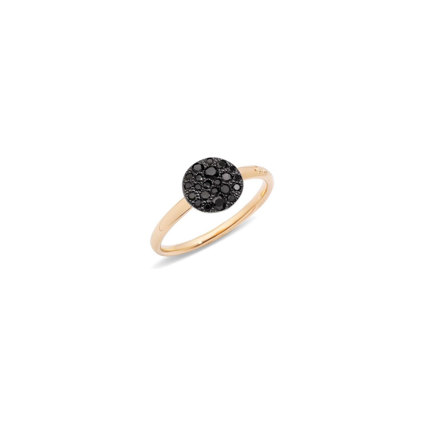 Bague Pomellato Sabbia petit modèle en or rose et diamants noirs