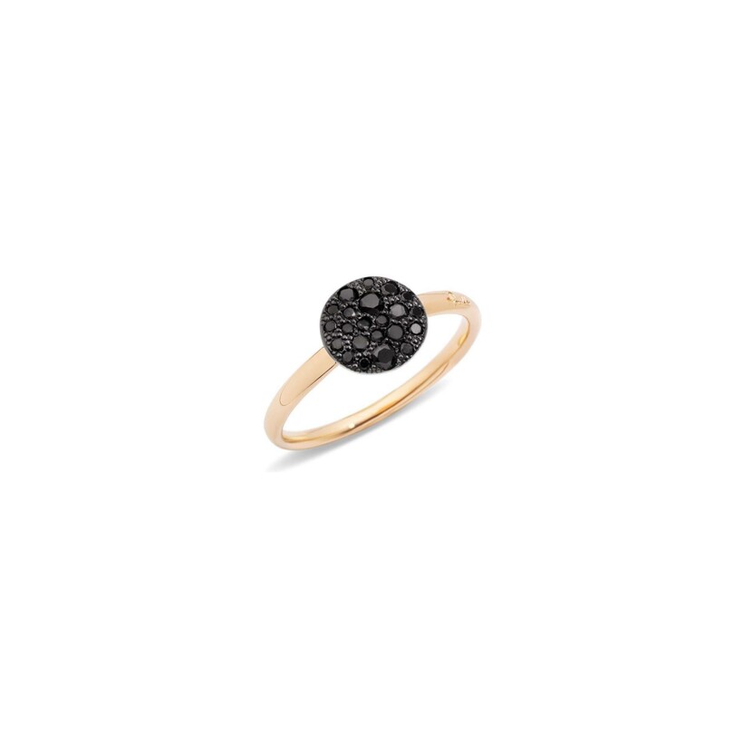 Pomellato Sabbia ring, small size, rose gold, black diamonds