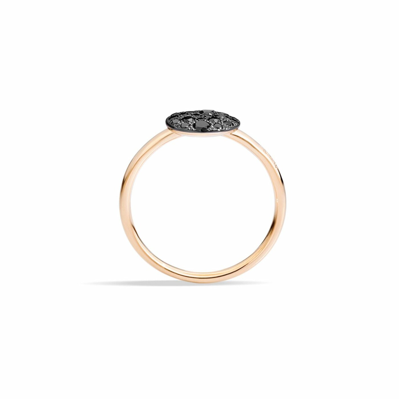 Bague Pomellato Sabbia petit modèle en or rose et diamants noirs