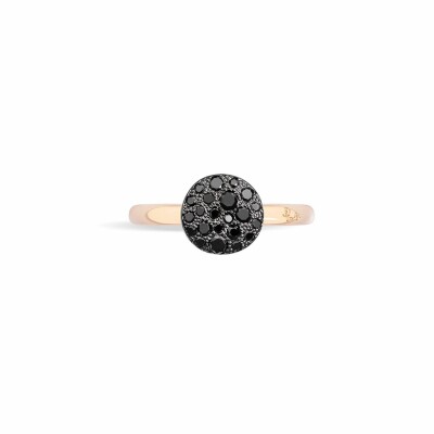 Bague Pomellato Sabbia petit modèle en or rose et diamants noirs