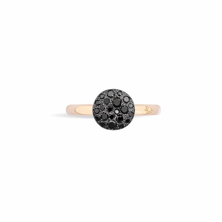 Bague Pomellato Sabbia petit modèle en or rose et diamants noirs