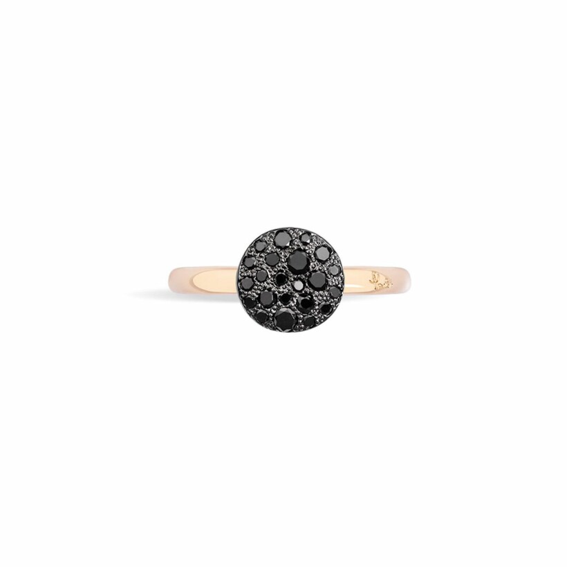 Pomellato Sabbia ring, small size, rose gold, black diamonds