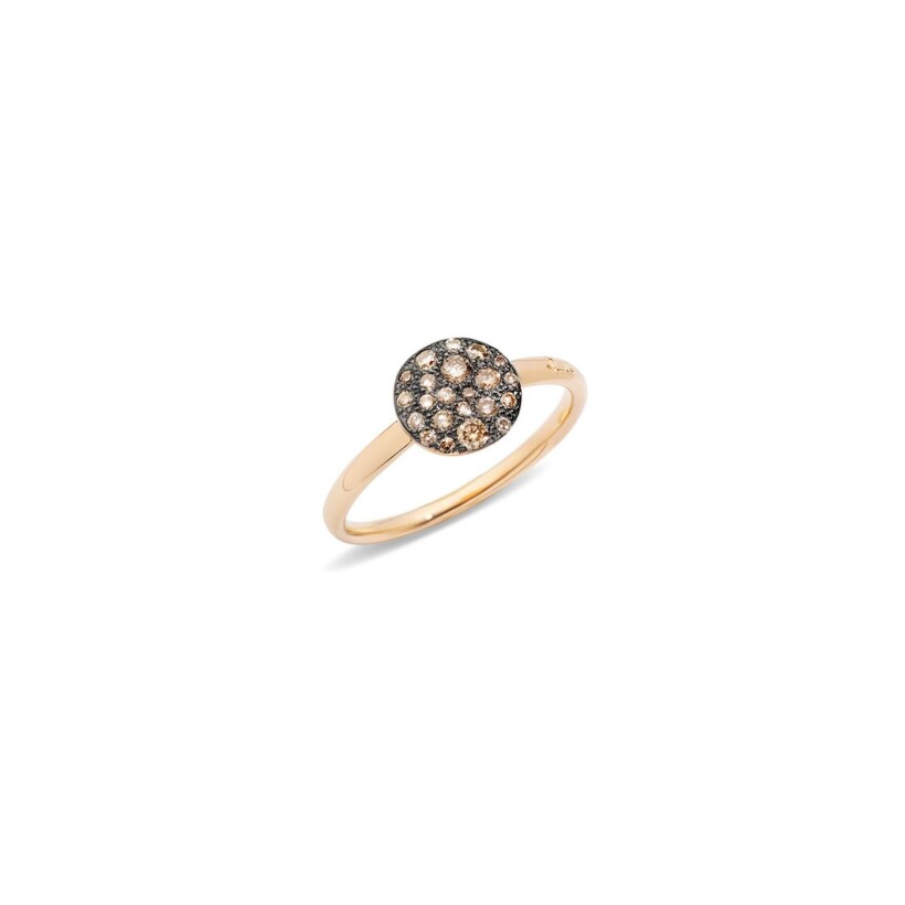 Pomellato Sabbia ring, small size, rose gold, brown diamonds