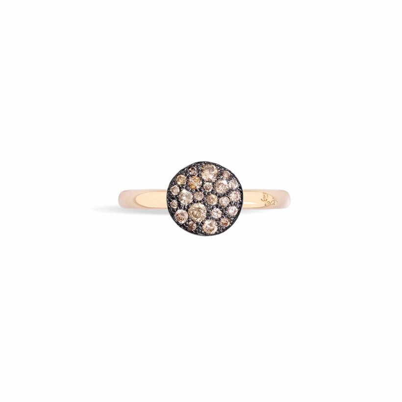 Pomellato Sabbia ring, small size, rose gold, brown diamonds