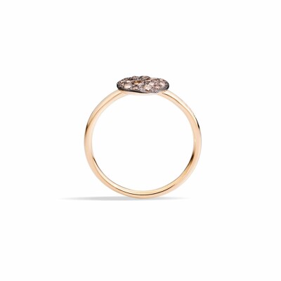 Bague Pomellato Sabbia petit modèle en or rose et diamants brun