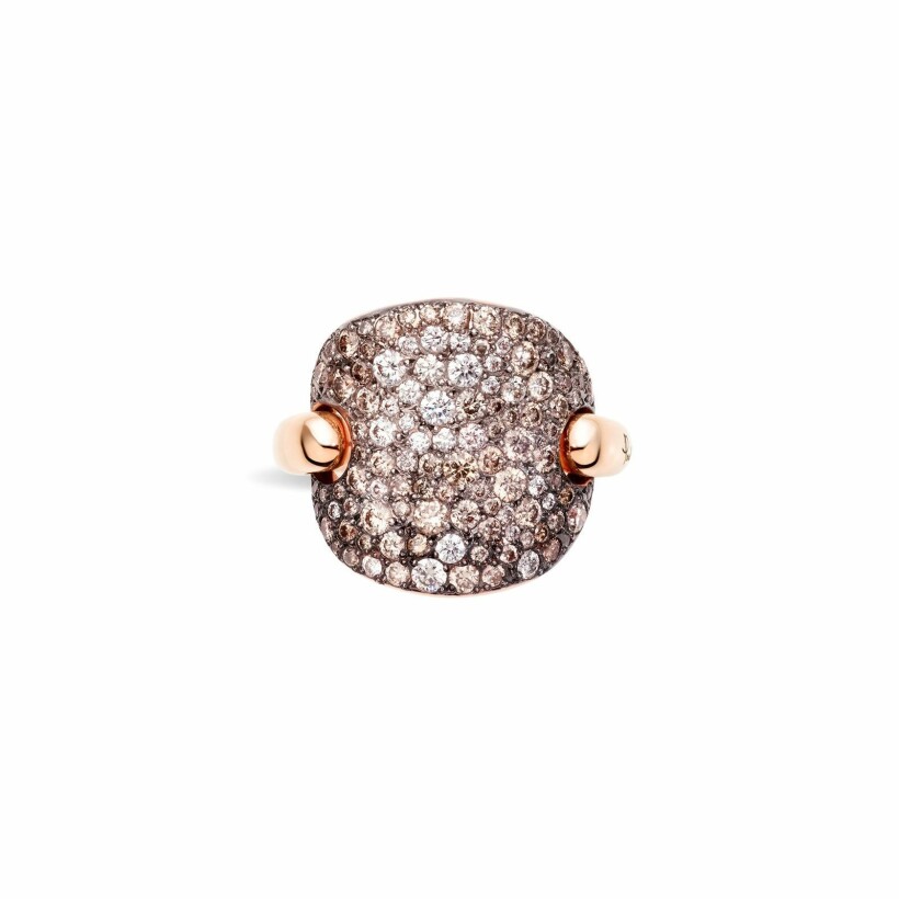 Pomellato Sabbia ring, rose gold, brown and white diamonds
