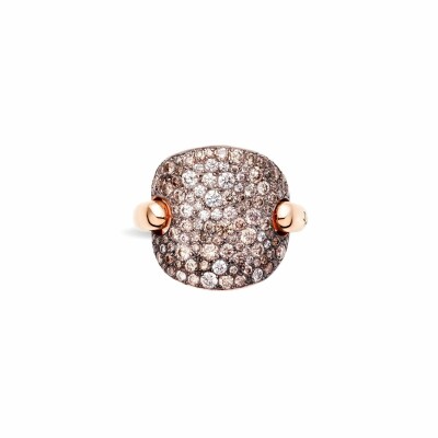 Bague Pomellato Sabbia en or rose et diamants bruns et blancs