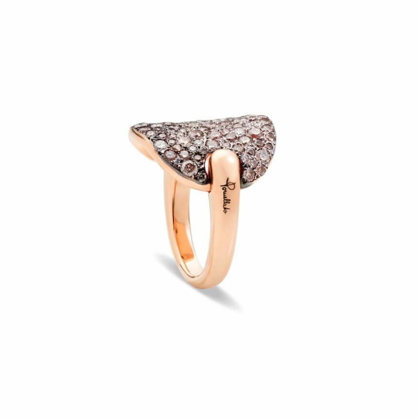 Bague Pomellato Sabbia en or rose et diamants bruns et blancs