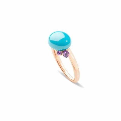 Bague Pomellato Capri en Or rose, céramique turquoise et Améthyste