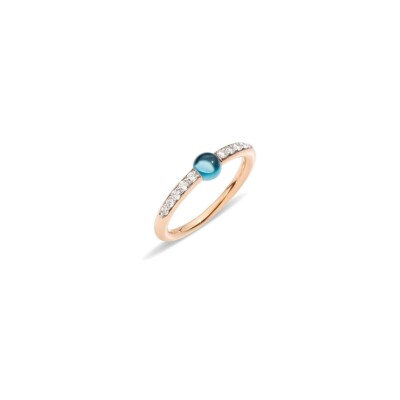 Bague Pomellato M'ama Non M'ama en or rose, topaze Blue London et diamants