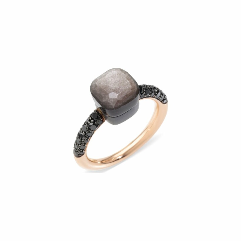 Pomellato Nudo ring, rose gold, titanium, obsidian and diamonds