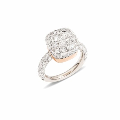 Bague Pomellato Nudo Maxi en or blanc, or rose et diamants