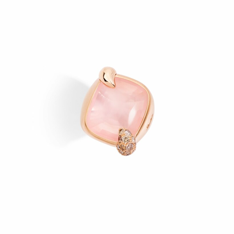 Pomellato Ritratto ring, rose gold, rose quartz and cognac diamonds