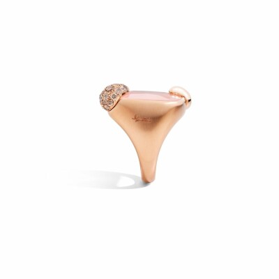 Bague Pomellato Ritratto en or rose, quartz rose et diamants bruns