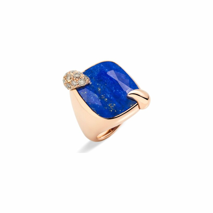 Pomellato Ritratto ring, rose gold, lapis lazuli and brown diamonds