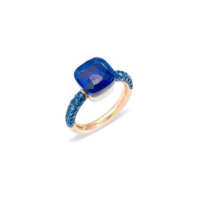 Bague Pomellato Nudo en or rose, lapis lazuli, topazes et topaze Blue London