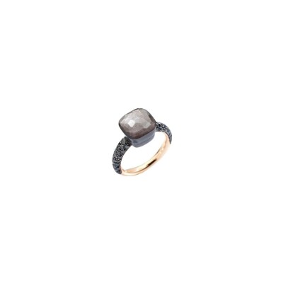 Bague Pomellato Nudo Classic en or rose, titane, obsidienne et diamants noirs