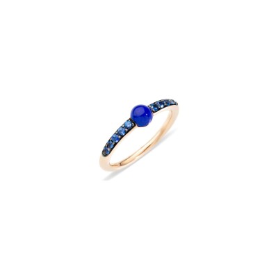 Bague Pomellato M'ama Non M'ama en or rose, lapis lazuli et saphirs bleus