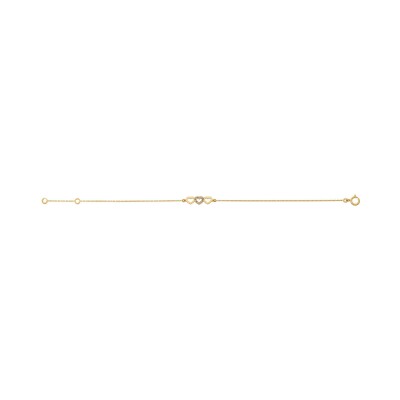 Bracelet trois cœurs en or jaune et laque, 18cm