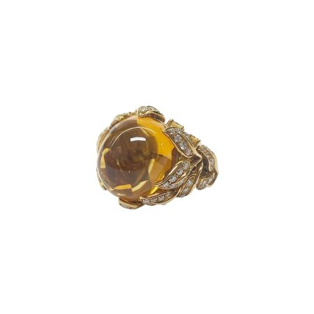 Bague Isabelle Barrier en or jaune, diamants, citrine et saphir, taille 52