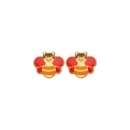 Boucles d'oreilles laque en or jaune, laque