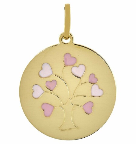 Pendentif arbre de vie en or jaune et émail