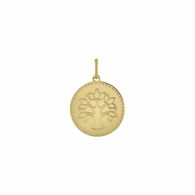 Médaille ronde arbre de vie en or jaune