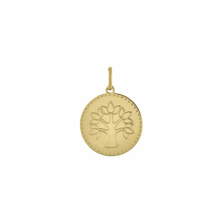 Médaille ronde arbre de vie en or jaune