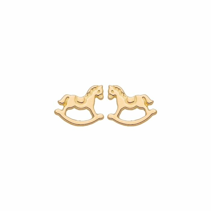 Boucles d'oreilles cheval à bascule en or jaune