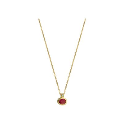 Collier en or jaune, rubis et diamant, 45cm