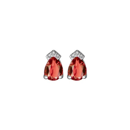 Boucles d'oreilles en or blanc, rubis et diamants