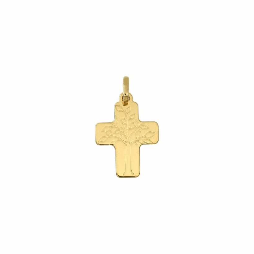 Pendentif croix arbre de vie en or jaune