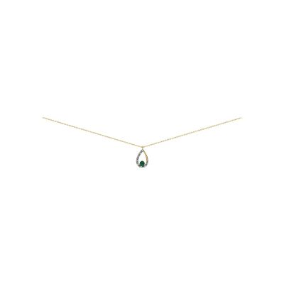 Collier en or jaune, émeraude et diamant, 42cm