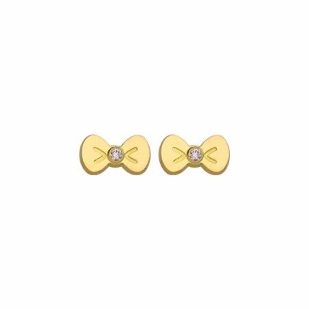 Boucles d'oreilles noeud en or jaune et pierres synthétiques