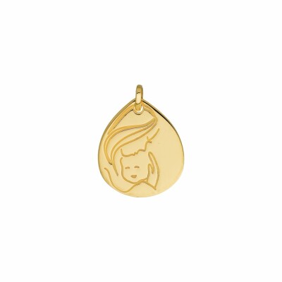 Médaille vierge et enfant en or jaune