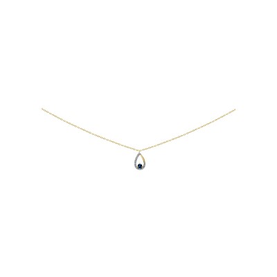 Collier en or jaune, saphir et diamant, 42cm